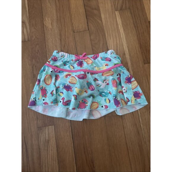 UV Skinz Blue And Pink Pool Vacation Theme Swim Skirt Girls Size 5 - Picture 1 of 4